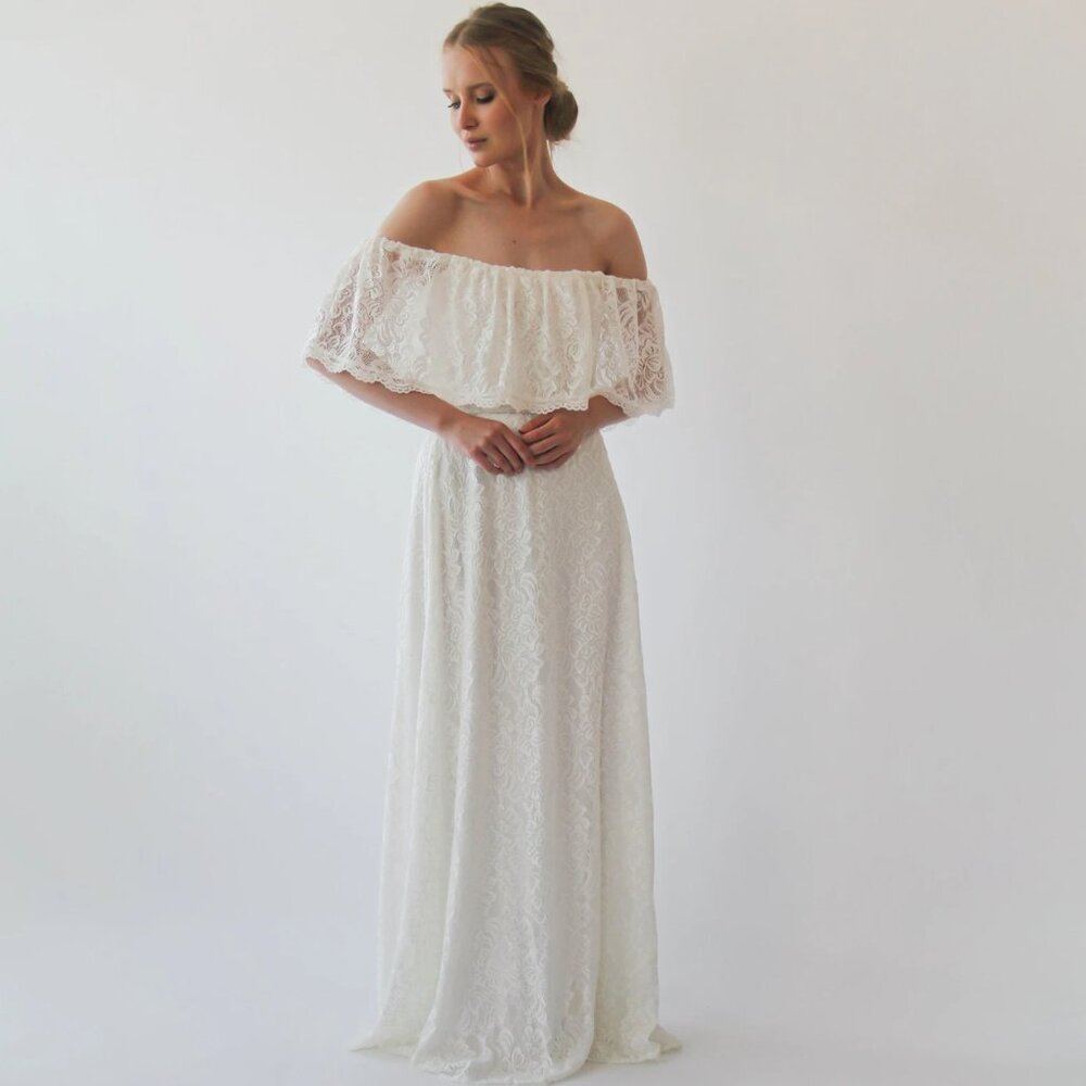 Ivory Lace Off-Shoulder Wedding Dress